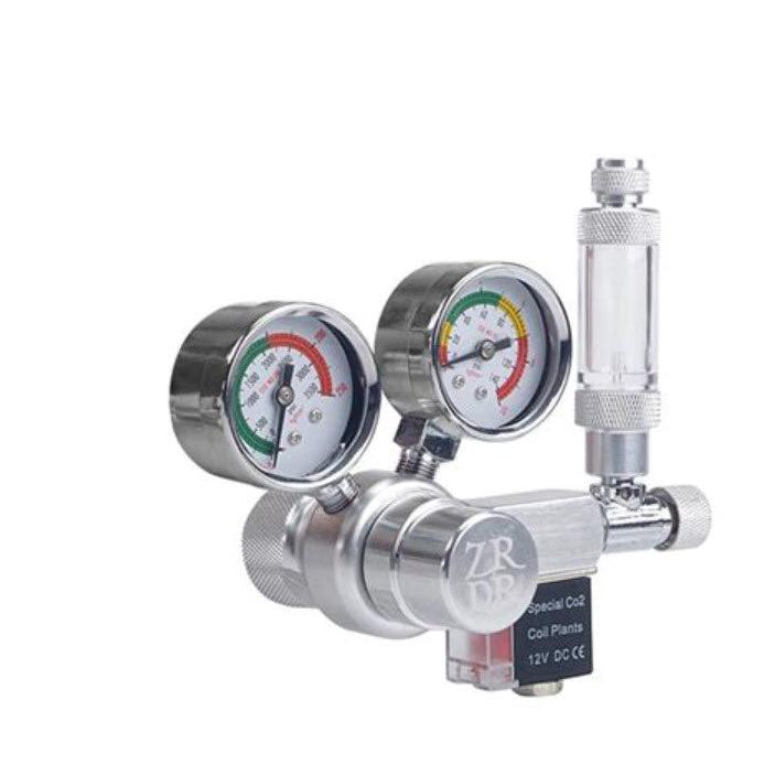 ZRDR R100 Dual Gauge CO2 Regulator with Solenoid and Bubble Counter-CO2-ZRDR-Silver-Iwagumi